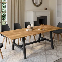 IDMarket Table à manger extensible rectangulaire bois et noir* Meubles En Bois|Tables