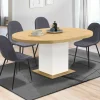 IDMarket Table à manger extensible ronde 4-8 personnes bois et blanc 120-160 cm* Meubles En Bois|Tables