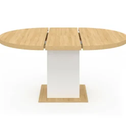 IDMarket Table à manger extensible ronde 4-8 personnes bois et blanc 120-160 cm* Meubles En Bois|Tables