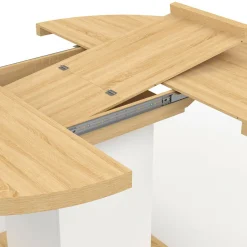 IDMarket Table à manger extensible ronde 4-8 personnes bois et blanc 120-160 cm* Meubles En Bois|Tables
