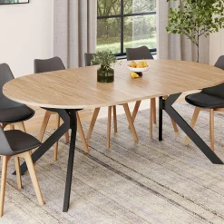 IDMarket Table à manger extensible ronde 110-200 cm 4-10 personnes bois et pied araignée noir* Tables