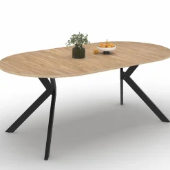 IDMarket Table à manger extensible ronde 110-200 cm 4-10 personnes bois et pied araignée noir* Tables