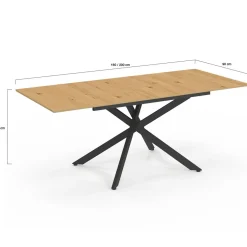 IDMarket Table à manger extensible bois et noir 6-10 personnes 160-200 cm* Tables