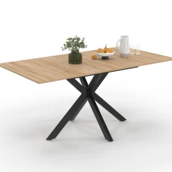 IDMarket Table à manger extensible rectangle 120-160 cm 4-8 personnes pied araignée bois et noir* Tables|Tables Et Chaises