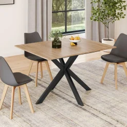 IDMarket Table à manger extensible rectangle 120-160 cm 4-8 personnes pied araignée bois et noir* Tables|Tables Et Chaises