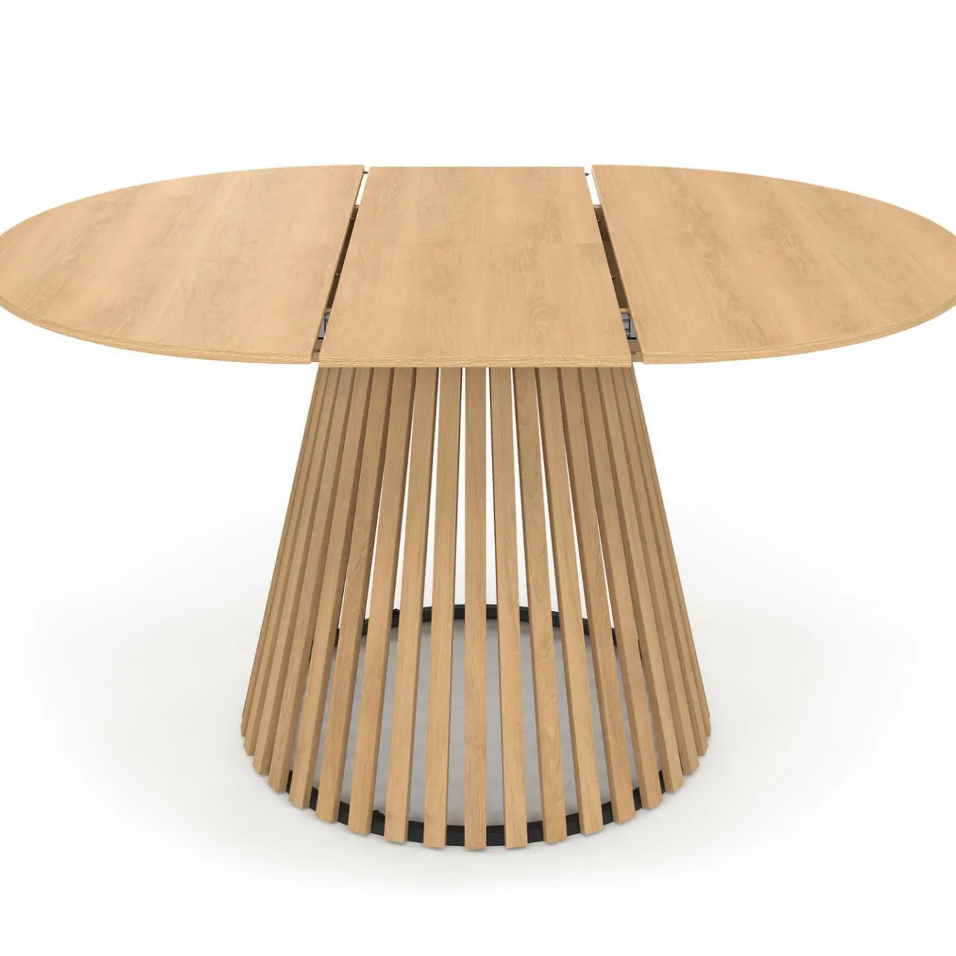 IDMarket Table à manger extensible ronde 4-8 personnes pied bois en lattes et plateau bois 110 - 150cm* Tables|Tables Et Chaises
