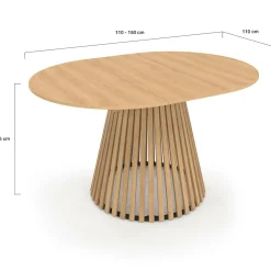 IDMarket Table à manger extensible ronde 4-8 personnes pied bois en lattes et plateau bois 110 - 150cm* Tables|Tables Et Chaises