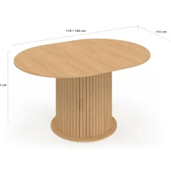 IDMarket Table à manger extensible ronde 4-8 personnes pied lattes avec rangement 110-150 cm* Meubles En Bois|Tables