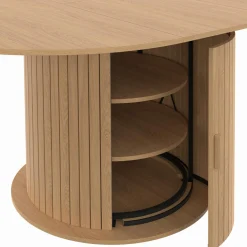 IDMarket Table à manger extensible ronde 4-8 personnes pied lattes avec rangement 110-150 cm* Meubles En Bois|Tables