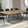 IDMarket Table à manger extensible rectangle 160-200 cm 6-10 personnes plateau bois et pied filaire en métal noir* Tables Et Chaises|Tables