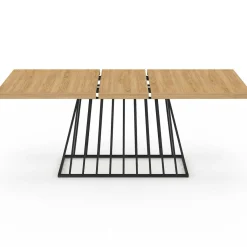 IDMarket Table à manger extensible rectangle 160-200 cm 6-10 personnes plateau bois et pied filaire en métal noir* Tables Et Chaises|Tables