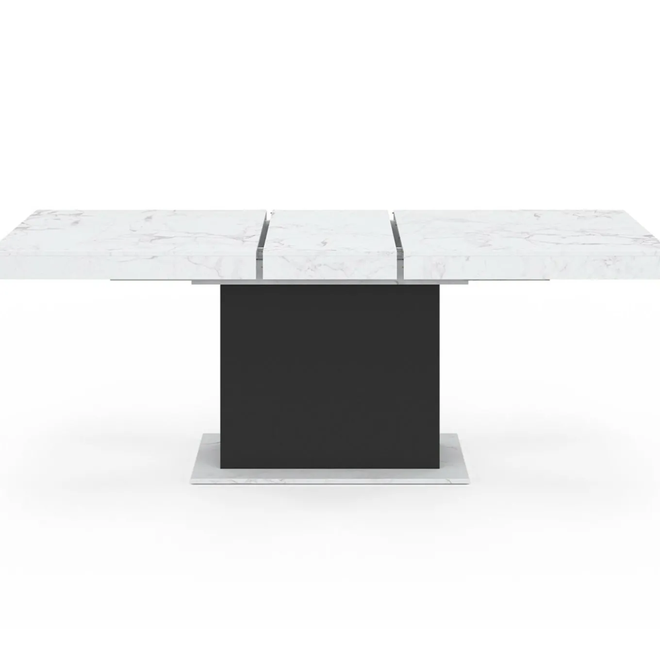 IDMarket Table à manger extensible 160-200 cm 6-10 personnes plateau effet marbre blanc pied noir* Tables|Tables Et Chaises