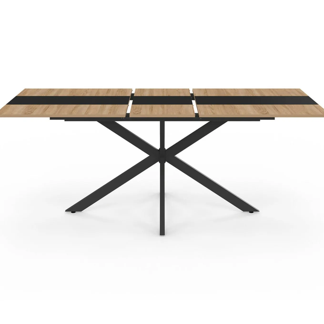 IDMarket Table à manger extensible rectangle bois et bande centrale noir 160 - 200 cm* Tables Et Chaises|Tables