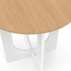 IDMarket Table à manger fixe ronde 4 personnes pied arc blanc et bois 80 cm* Meubles Blancs|Meubles En Bois