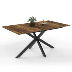 IDMarket Table à manger industrielle extensible 6-10 personnes bois foncé 160-200 cm* Collection Vintage|Tables