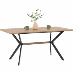 IDMarket Table à manger industrielle rectangulaire bois et noir* Tables