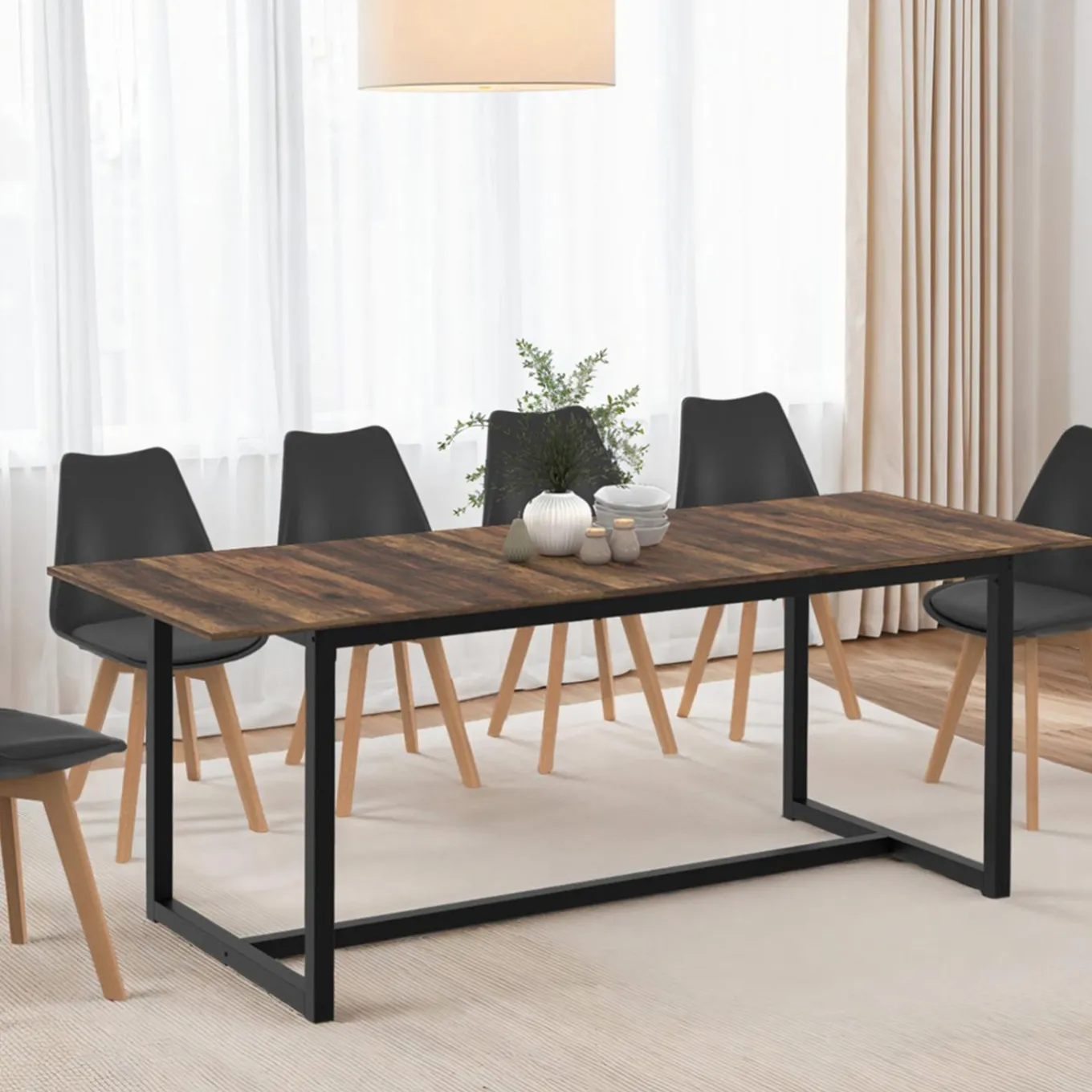 IDMarket Table à manger industrielle rectangle extensible 6-10 personnes* Collection Vintage|Tables