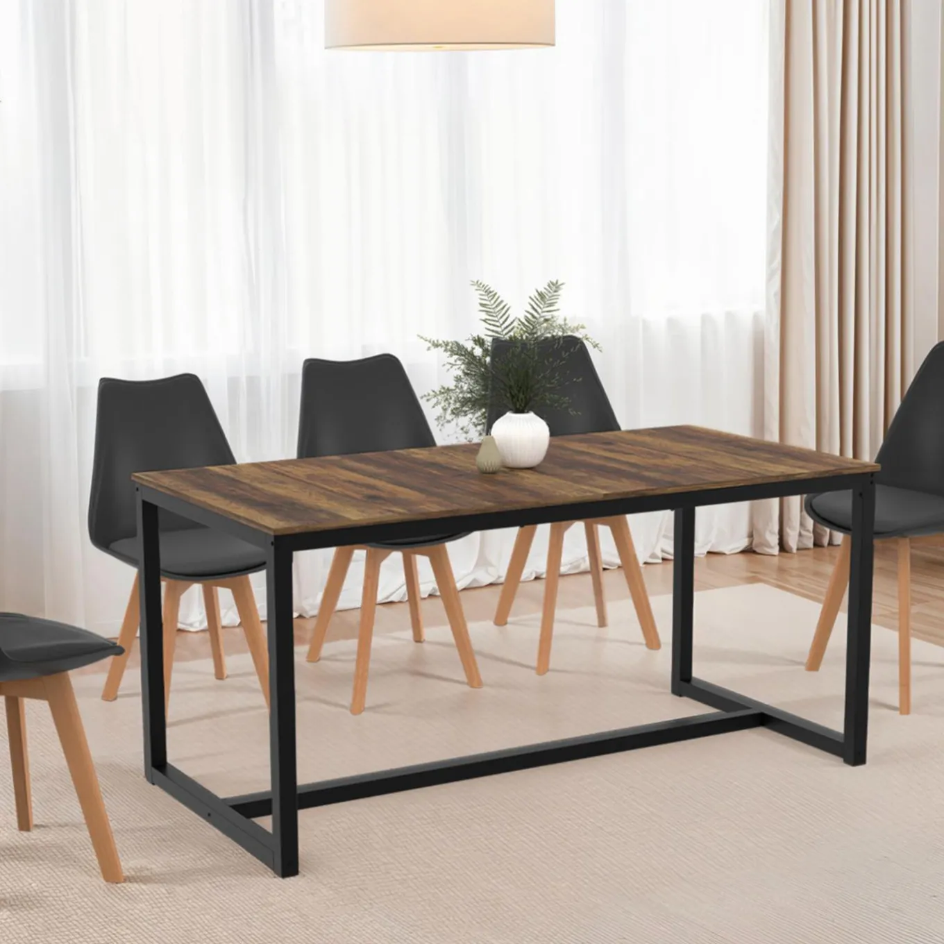 IDMarket Table à manger industrielle rectangle extensible 6-10 personnes* Collection Vintage|Tables