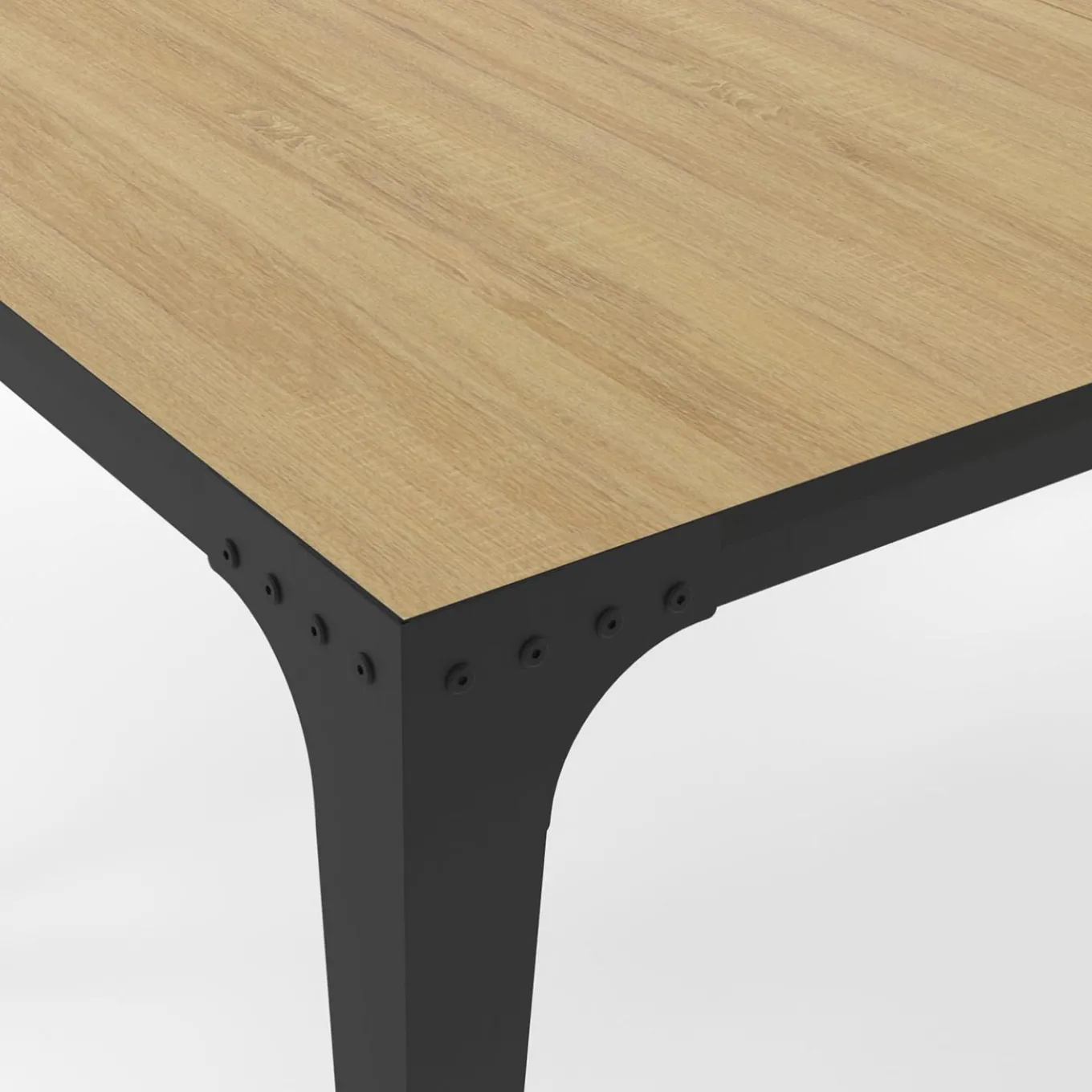 IDMarket Table à manger industrielle bois et noir 8 personnes* Tables|Tables Et Chaises