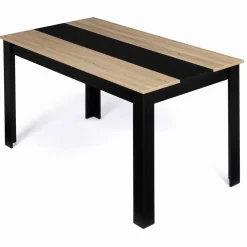 IDMarket Table à manger noire et imitation hêtre pour 6 personnes* Collection Design|Collection Contemporaine
