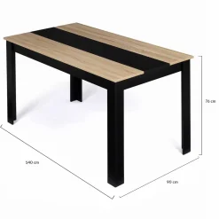 IDMarket Table à manger noire et imitation hêtre pour 6 personnes* Collection Design|Collection Contemporaine