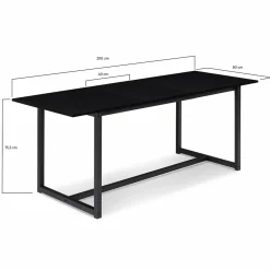 IDMarket Table à manger noire extensible style industriel* Collection Design|Collection Moderne
