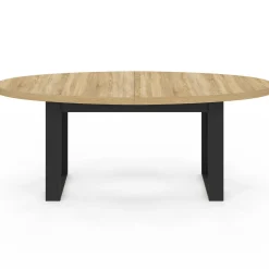 IDMarket Table à manger ovale 200 cm 8 personnes bois et noir style industriel* Meubles En Bois|Salle À Manger Complète