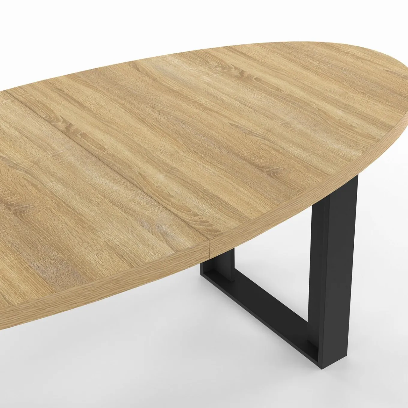 IDMarket Table à manger ovale 200 cm 8 personnes bois et noir style industriel* Meubles En Bois|Salle À Manger Complète