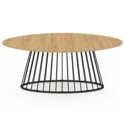 IDMarket Table à manger ovale 10 personnes bois et métal noir* Tables Et Chaises|Tables