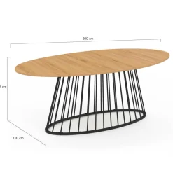 IDMarket Table à manger ovale 10 personnes bois et métal noir* Tables Et Chaises|Tables