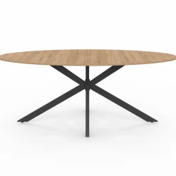 IDMarket Table à manger ovale 10 personnes noire et bois* Collection Industrielle|Salle À Manger Complète