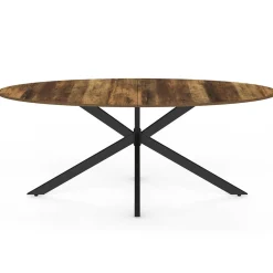 IDMarket Table à manger ovale 10 personnes 200 cm pied araignée noir et plateau bois foncé* Collection Vintage|Salle À Manger Complète