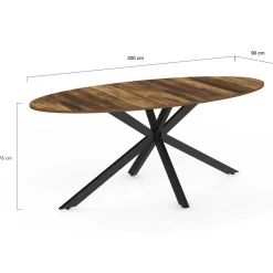 IDMarket Table à manger ovale 10 personnes 200 cm pied araignée noir et plateau bois foncé* Collection Vintage|Salle À Manger Complète