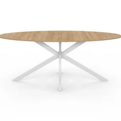 IDMarket Table à manger ovale industrielle bois et blanc* Tables|Tables Et Chaises