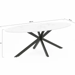 IDMarket Table à manger ovale métal noir et plateau effet marbre blanc* Collection Design|Tables