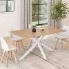 IDMarket Table à manger pied central bois et blanc 8 personnes* Meubles En Bois|Collection Industrielle