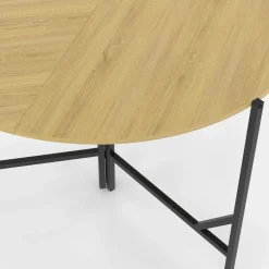 IDMarket Table à manger pliante ronde 4 personnes 110 cm bois et noir style industriel* Tables Et Chaises|Tables