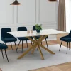 IDMarket Table à manger rectangle 8 personnes 160 cm pied araignée laiton et plateau effet marbre blanc* Collection Design|Tables