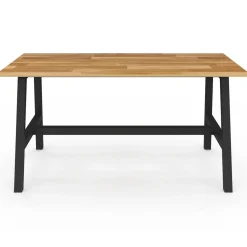 IDMarket Table à manger rectangle 6 personnes bois et métal 160 cm* Tables|Tables Et Chaises