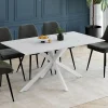 IDMarket Table à manger rectangle 160 cm 8 personnes pied araignée blanc plateau effet marbre blanc* Salle À Manger Complète|Tables Et Chaises