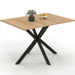 IDMarket Table à manger rectangle bois et noir 6 personnes 110cm pied araignée* Tables|Collection Industrielle