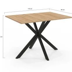 IDMarket Table à manger rectangle bois et noir 6 personnes 110cm pied araignée* Tables|Collection Industrielle