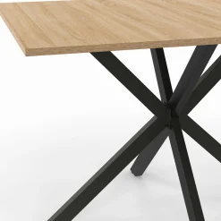 IDMarket Table à manger rectangle bois et noir 6 personnes 110cm pied araignée* Tables|Collection Industrielle