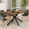 IDMarket Table à manger rectangle plateau bois foncé 160 cm pied araignée noir 8 personnes* Collection Vintage|Salle À Manger Complète