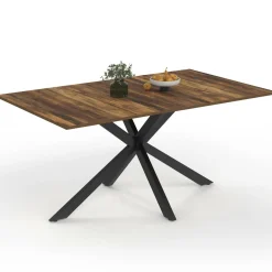 IDMarket Table à manger rectangle plateau bois foncé 160 cm pied araignée noir 8 personnes* Collection Vintage|Salle À Manger Complète
