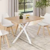IDMarket Table à manger rectangle plateau bois 110 cm pied araignée blanc 6 personnes* Tables|Collection Industrielle