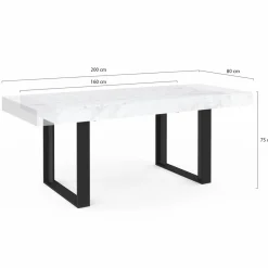 IDMarket Table à manger rectangulaire extensible effet marbre et noir* Collection Design|Tables