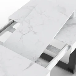 IDMarket Table à manger rectangulaire extensible effet marbre et noir* Collection Design|Tables