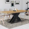 IDMarket Table à manger rectangulaire extensible bois et noir 6-10 personnes* Tables