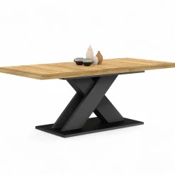 IDMarket Table à manger rectangulaire extensible bois et noir 6-10 personnes* Tables